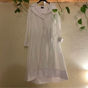 Lassiva Pinstriped Trench Coat with a Detachable Hood